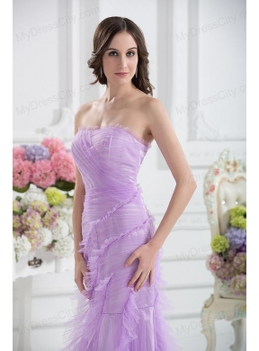 Mermaid Strapless Prom Dress in Lavender with Ruffles