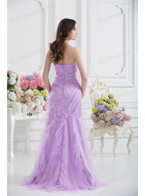 Mermaid Strapless Prom Dress in Lavender with Ruffles