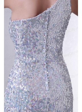 One Shoulder Column Mini-length Sequins Prom Dress for Night Club