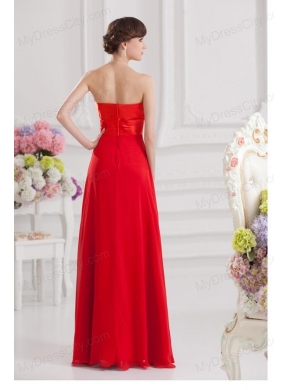 Red Empire Chiffon Beaded Decorate Prom Dress with Sweetheart