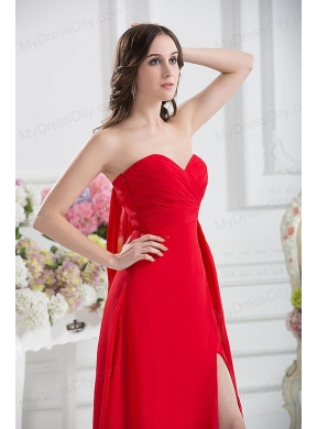 Sweetheart Empire Ruching Chiffon Prom Dress in Red