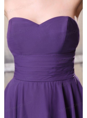 Sweetheart High-low Chiffon Empire Purple Prom Dress for Girls