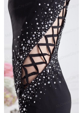 2014 Black Halter Top Empire Prom Dress with Beading