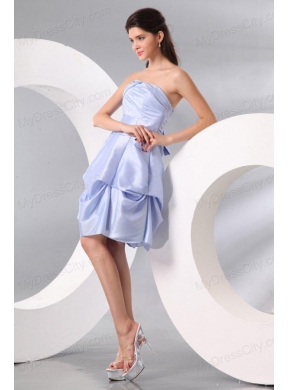 A-line Lavender Strapless Pick-ups Taffeta Prom Dress