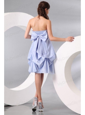 A-line Lavender Strapless Pick-ups Taffeta Prom Dress