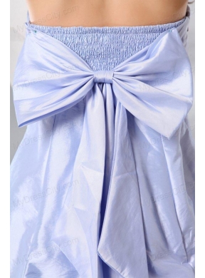 A-line Lavender Strapless Pick-ups Taffeta Prom Dress