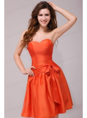 A-line Sweetheart Sashes Taffeta Orange Red Prom Dress