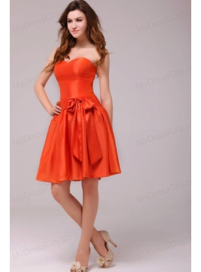 A-line Sweetheart Sashes Taffeta Orange Red Prom Dress