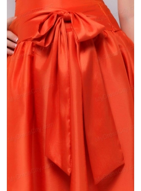 A-line Sweetheart Sashes Taffeta Orange Red Prom Dress