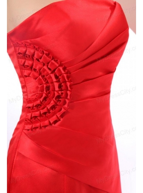 Brand New Strapless Mermaid Red Ruche Floor-length Prom Dress