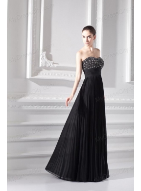 Chiffon A-line Strapless Prom Dress with Beading and Pleats