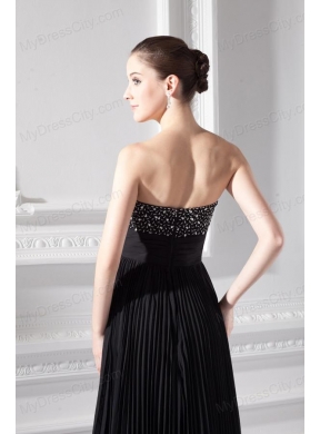 Chiffon A-line Strapless Prom Dress with Beading and Pleats