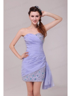 Column Lavender Sweetheart Beading and Ruching Prom Dress