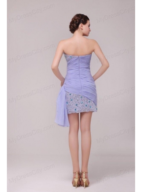 Column Lavender Sweetheart Beading and Ruching Prom Dress