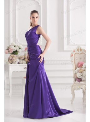 Column One Shoulder Floor-length Taffeta Prom Dress