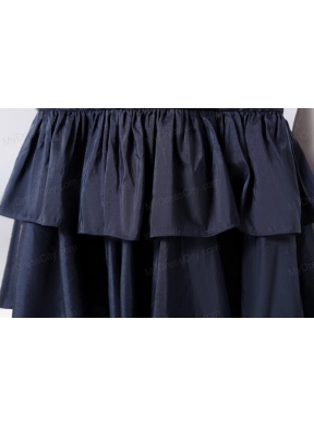 Column Spaghetti Straps Taffeta Navy Blue Prom Dress