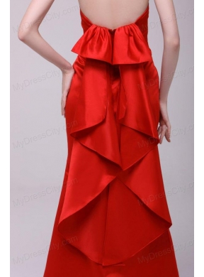 Column Sweetheart Floor-length Taffeta Red Prom Dress with Ruching