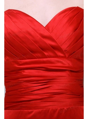 Column Sweetheart Floor-length Taffeta Red Prom Dress with Ruching