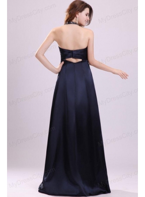 Halter Top Neck Sweep Train Beaded Decorate Prom Dress for Spring