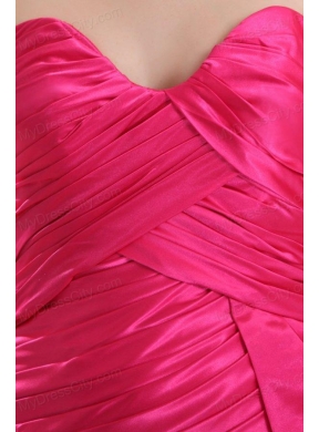 Hot Pink Sweetheart Ruching Mini-length Prom Dress