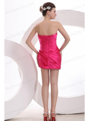 Hot Pink Sweetheart Ruching Mini-length Prom Dress