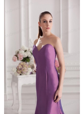 Mermaid Sweetheart Court Train Ruching Purple Prom Dress