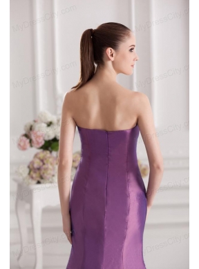 Mermaid Sweetheart Court Train Ruching Purple Prom Dress