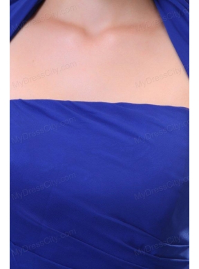 Popular Empire Strapless Chiffon Ruche Prom Dress in Royal Blue