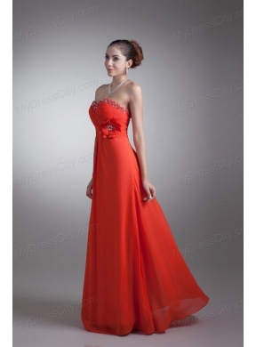 Red Empire Sweetheart Beading Chiffon 2014 Prom Dress