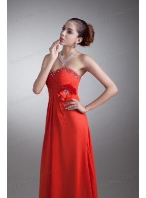 Red Empire Sweetheart Beading Chiffon 2014 Prom Dress