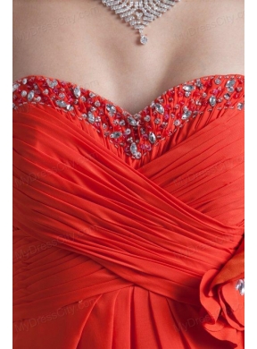 Red Empire Sweetheart Beading Chiffon 2014 Prom Dress