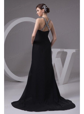 Sexy Empire Halter Beading Chiffon Prom Dress with Court Train