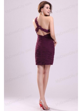 Short Column One Shoulder Prom Dress with Embroidery and Beading