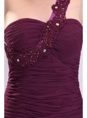 Short Column One Shoulder Prom Dress with Embroidery and Beading