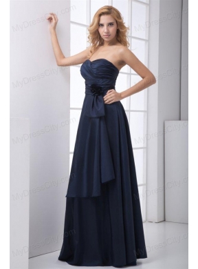 Simple Blue Column Sweetheart Floor-length Ruching Prom Dress