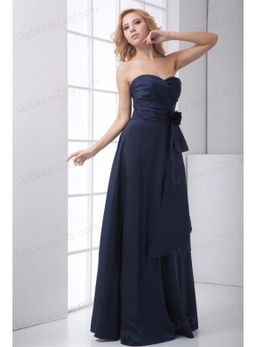 Simple Blue Column Sweetheart Floor-length Ruching Prom Dress