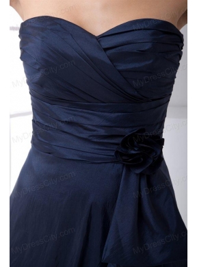 Simple Blue Column Sweetheart Floor-length Ruching Prom Dress