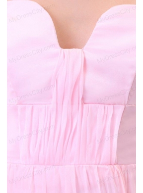 Sweetheart Empire Baby Pink High-low Pleats Prom Dress with Train