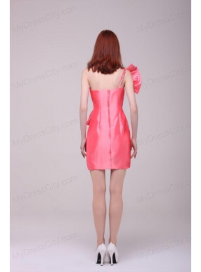 Watermelon Red One Shoulder Ruching Taffeta Prom Dress