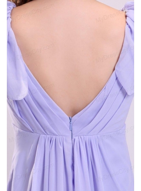 2013 Empire Cap Sleeves Lavender Ruching Prom Dress