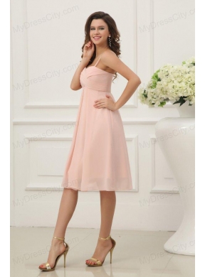 Baby Pink Spaghetti Straps Chiffon Prom Cocktail Dress