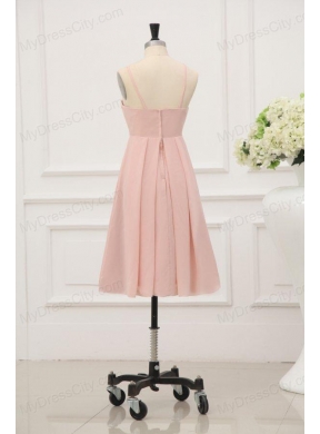 Baby Pink Spaghetti Straps Chiffon Prom Cocktail Dress