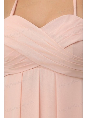 Baby Pink Spaghetti Straps Chiffon Prom Cocktail Dress