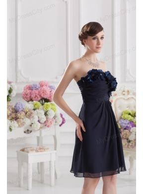 Black Sweetheart Prom Dress with Ruching and Handle Made Flowers