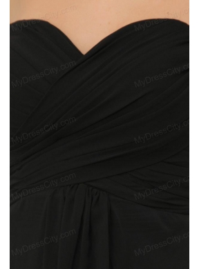 Discount Sweetheart Empire Chiffon Ruche Prom Dress in Black