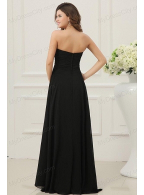 Discount Sweetheart Empire Chiffon Ruche Prom Dress in Black