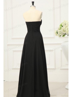 Discount Sweetheart Empire Chiffon Ruche Prom Dress in Black