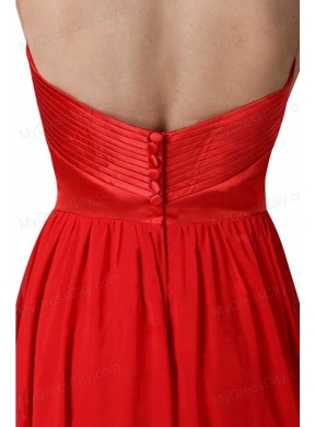 Empire Halter Top Ruching Red Chiffon Prom Dress