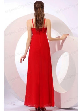 Empire One Shoulder Red Beading Graduation Chiffon 2014 Prom Dress