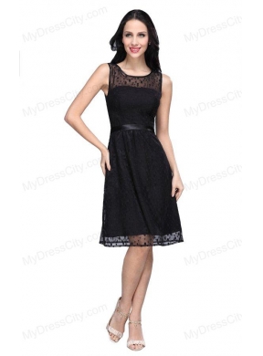 Empire Scoop Chiffon Knee-length Belt Prom Dress